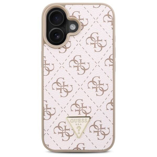 Funda para Apple iPhone 16, Guess, 4G Triangle Logo, Blanca
