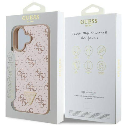 Funda para Apple iPhone 16, Guess, 4G Triangle Logo, Blanca