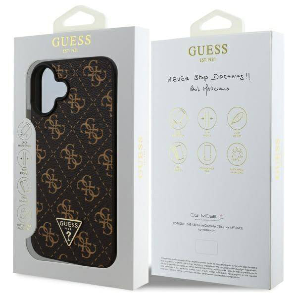 Funda para Apple iPhone 16, Guess, 4G Triangle Logo, Negra