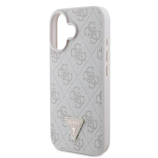 Case for Apple iPhone 16, Guess, Crossbody 4G Triangle Strass, Pink