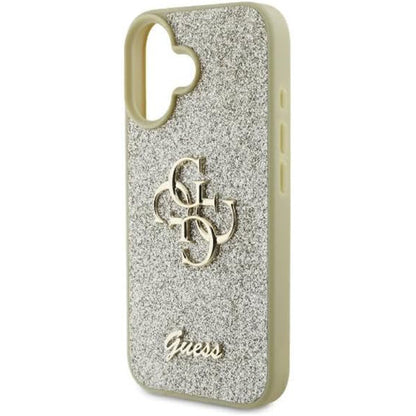 Case for Apple iPhone 16, Guess, Fixed Glitter Big 4G, Gold