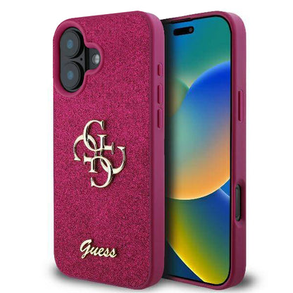 Funda para Apple iPhone 16, Guess, Fixed Glitter Big 4G, Morado
