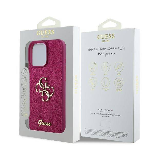 Funda para Apple iPhone 16, Guess, Fixed Glitter Big 4G, Morado
