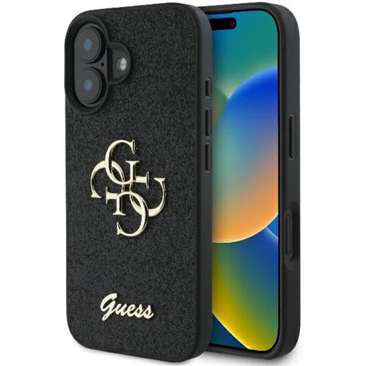 Funda para Apple iPhone 16, Guess, Fixed Glitter Big 4G, Negra