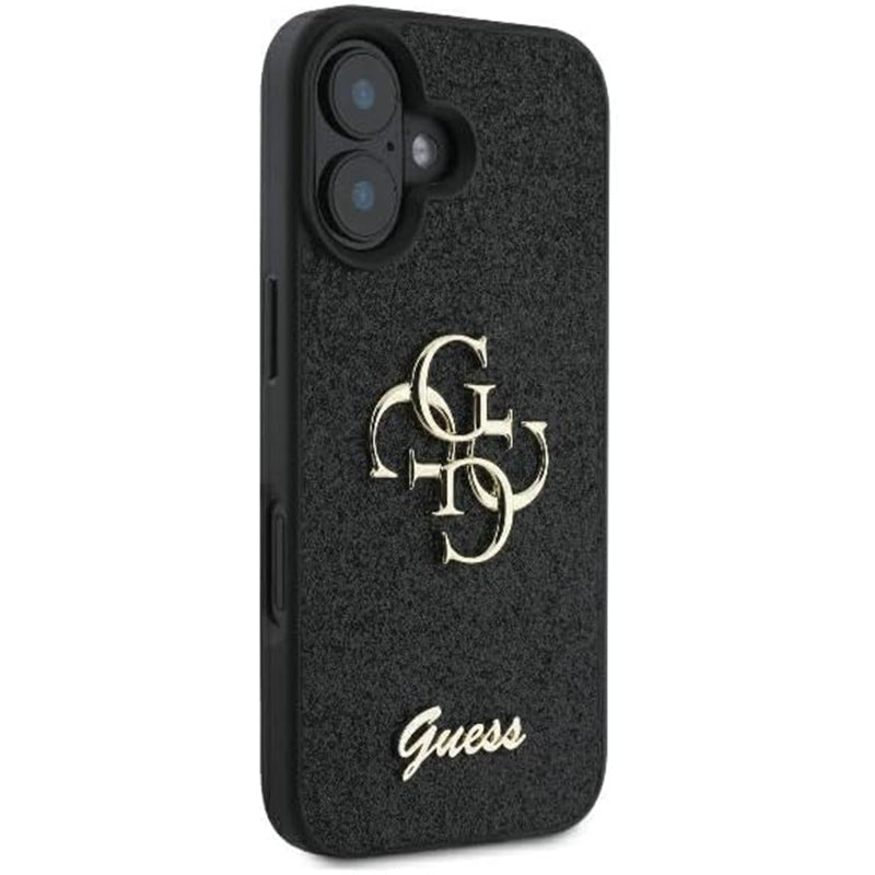 Funda para Apple iPhone 16, Guess, Fixed Glitter Big 4G, Negra