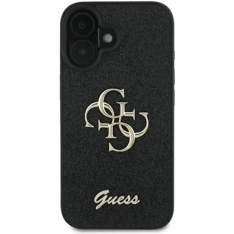 Funda para Apple iPhone 16, Guess, Fixed Glitter Big 4G, Negra