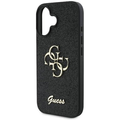 Funda para Apple iPhone 16, Guess, Fixed Glitter Big 4G, Negra