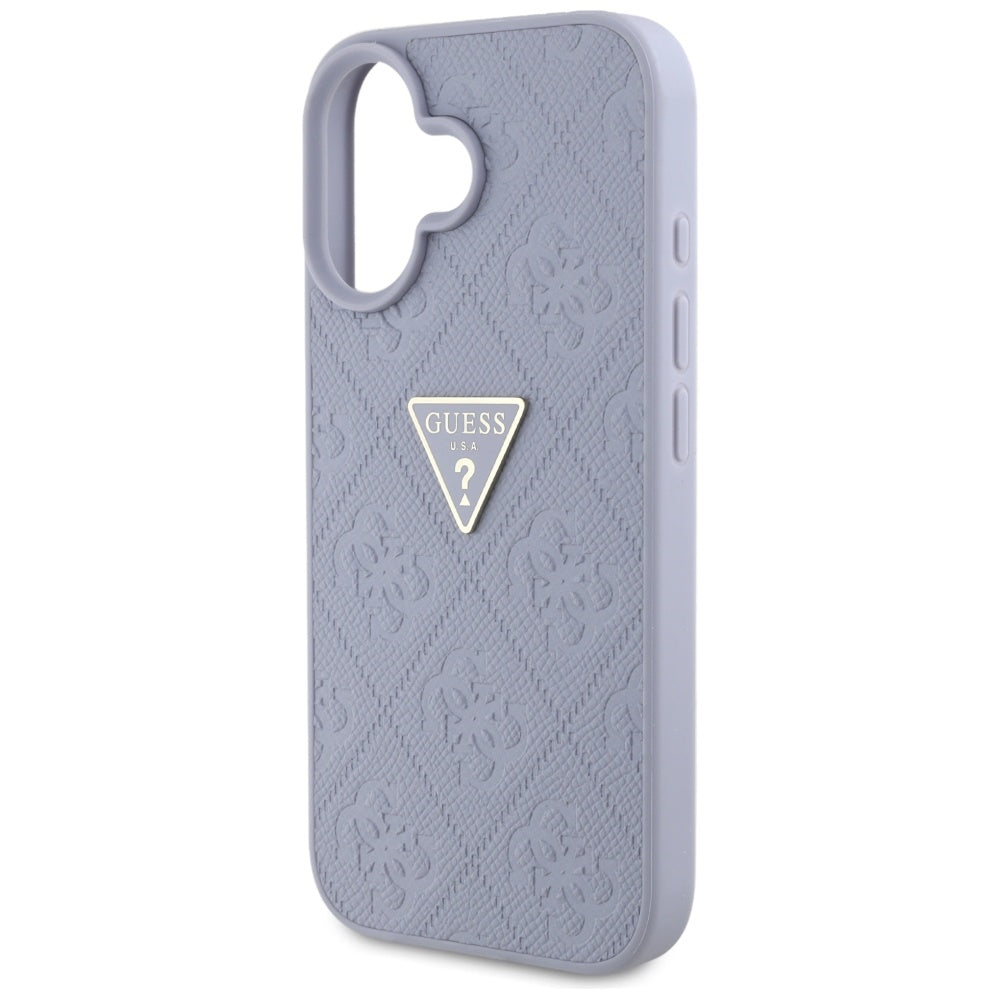 Funda para Apple iPhone 16, Guess, Hot Stamp 4G Pattern Triangle Logo, Lila Claro.