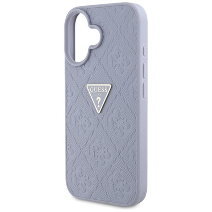 Funda para Apple iPhone 16, Guess, Hot Stamp 4G Pattern Triangle Logo, Lila Claro.