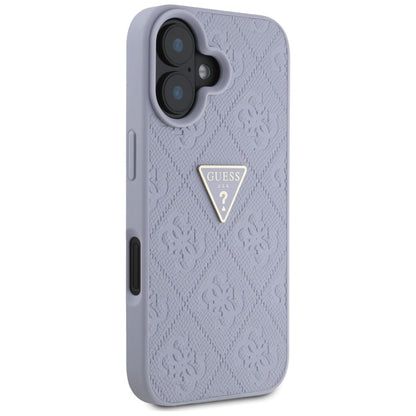 Funda para Apple iPhone 16, Guess, Hot Stamp 4G Pattern Triangle Logo, Lila Claro.