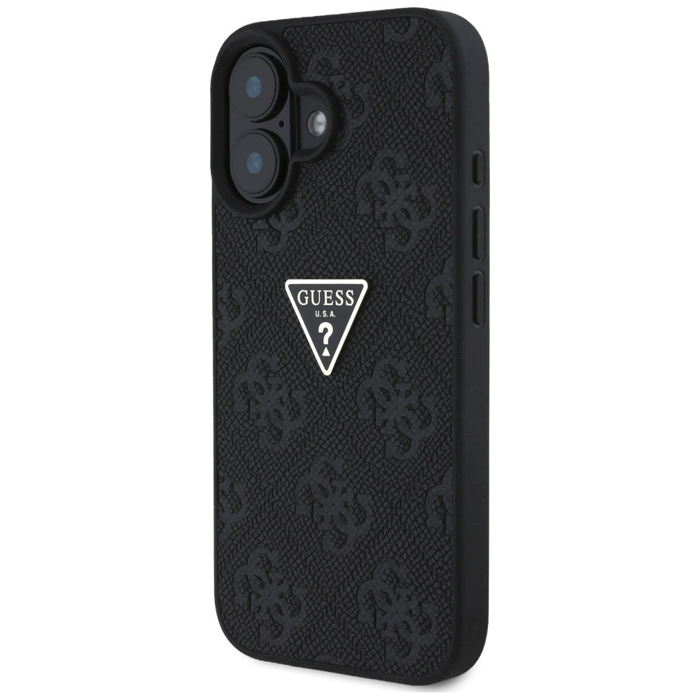 Funda para Apple iPhone 16, Guess, Hot Stamp 4G Pattern Triangle Logo, Negra