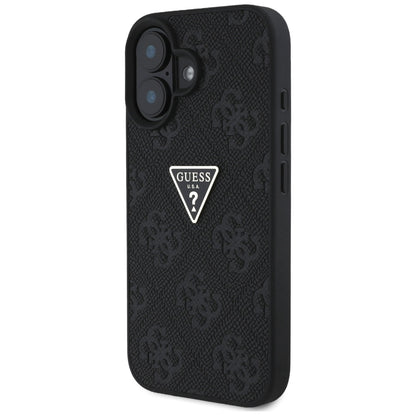 Funda para Apple iPhone 16, Guess, Hot Stamp 4G Pattern Triangle Logo, Negra