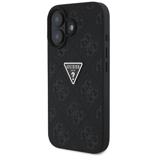 Funda para Apple iPhone 16, Guess, Hot Stamp 4G Pattern Triangle Logo, Negra