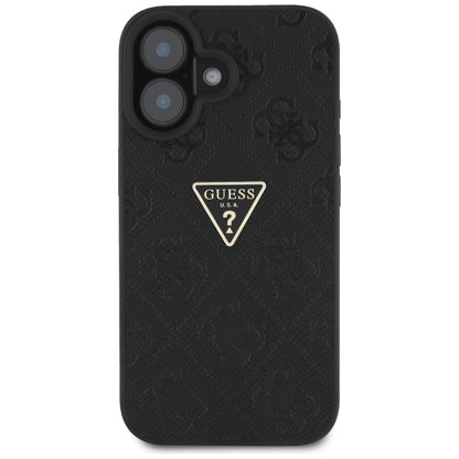 Funda para Apple iPhone 16, Guess, Hot Stamp 4G Pattern Triangle Logo, Negra
