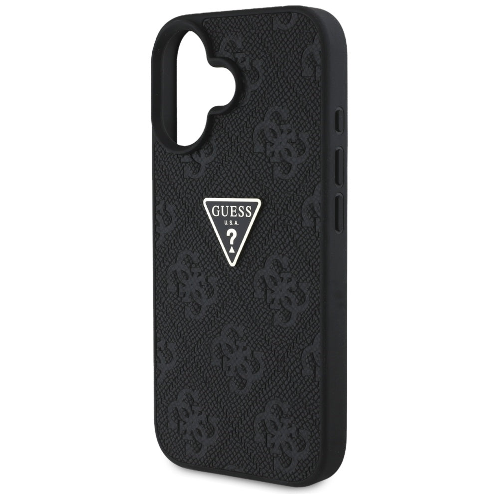Funda para Apple iPhone 16, Guess, Hot Stamp 4G Pattern Triangle Logo, Negra