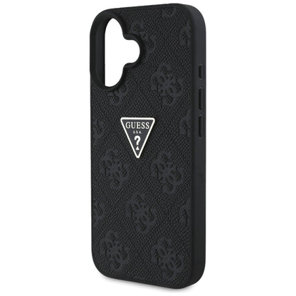 Funda para Apple iPhone 16, Guess, Hot Stamp 4G Pattern Triangle Logo, Negra