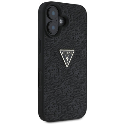 Funda para Apple iPhone 16, Guess, Hot Stamp 4G Pattern Triangle Logo, Negra