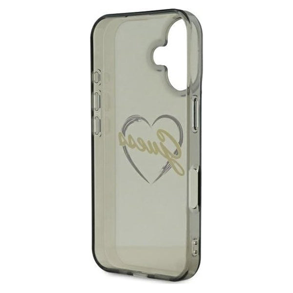 Funda para Apple iPhone 16, Guess, IML Heart, Negra
