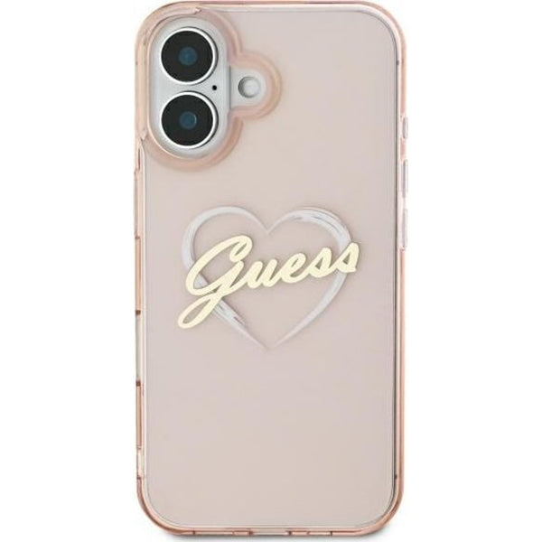 Funda para Apple iPhone 16, Guess, IML Heart, Rosa