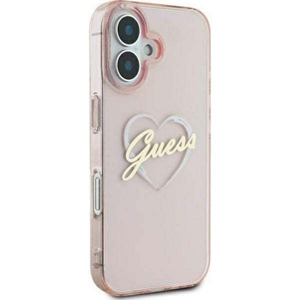 Funda para Apple iPhone 16, Guess, IML Heart, Rosa
