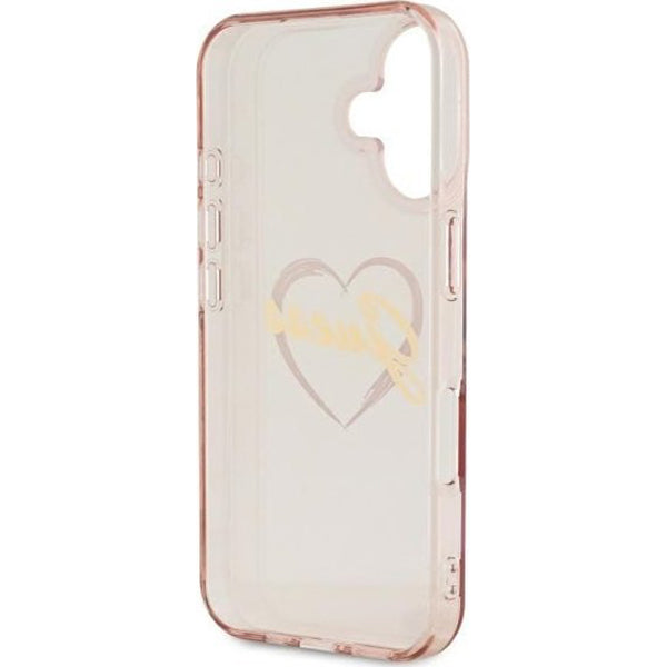 Funda para Apple iPhone 16, Guess, IML Heart, Rosa