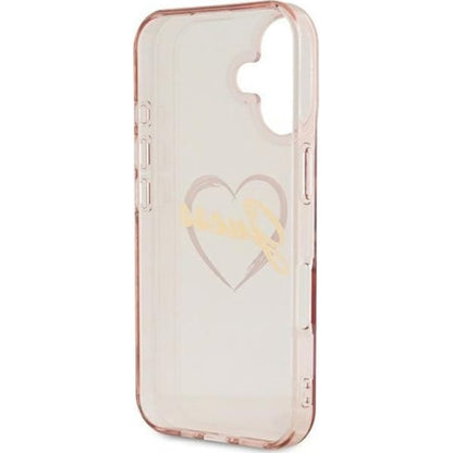 Funda para Apple iPhone 16, Guess, IML Heart, Rosa