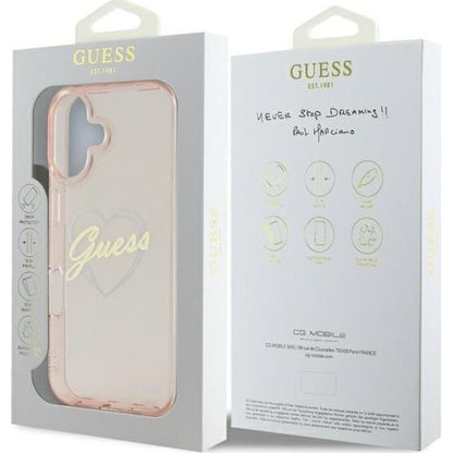 Funda para Apple iPhone 16, Guess, IML Heart, Rosa