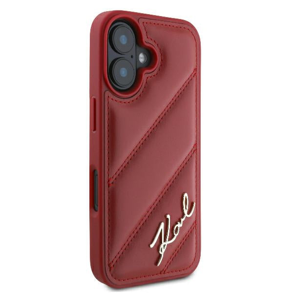 Funda para Apple iPhone 16, Karl Lagerfeld, Diagonal Quilted Script, Rosie