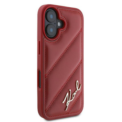 Funda para Apple iPhone 16, Karl Lagerfeld, Diagonal Quilted Script, Rosie
