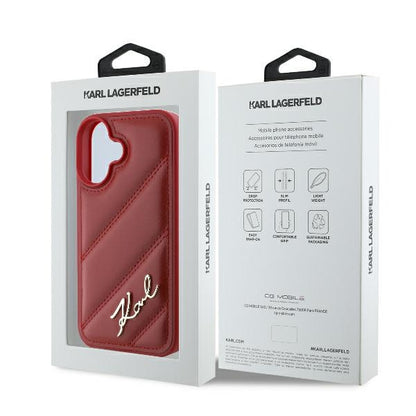Funda para Apple iPhone 16, Karl Lagerfeld, Diagonal Quilted Script, Rosie