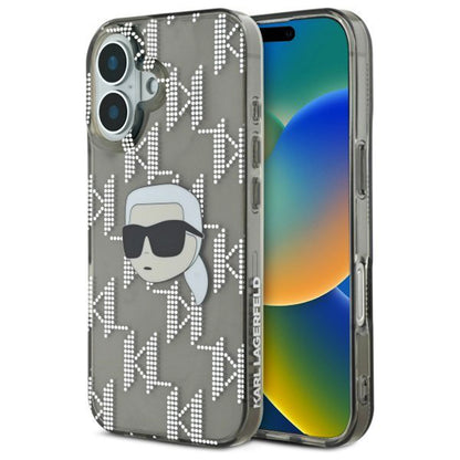 Funda para Apple iPhone 16, Karl Lagerfeld, IML Luxury Electroplated Karl's Head, Negra