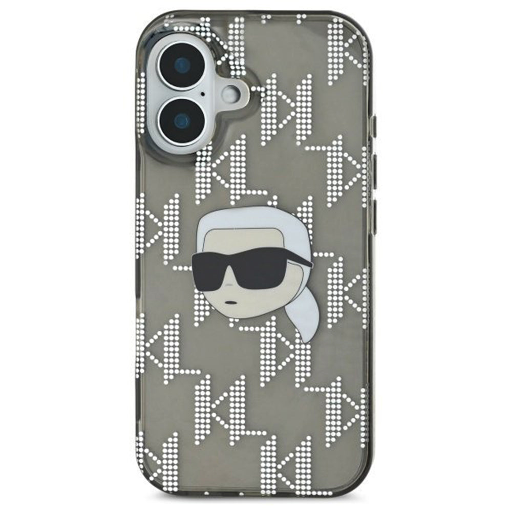 Funda para Apple iPhone 16, Karl Lagerfeld, IML Luxury Electroplated Karl's Head, Negra