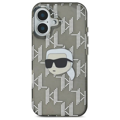 Funda para Apple iPhone 16, Karl Lagerfeld, IML Luxury Electroplated Karl's Head, Negra