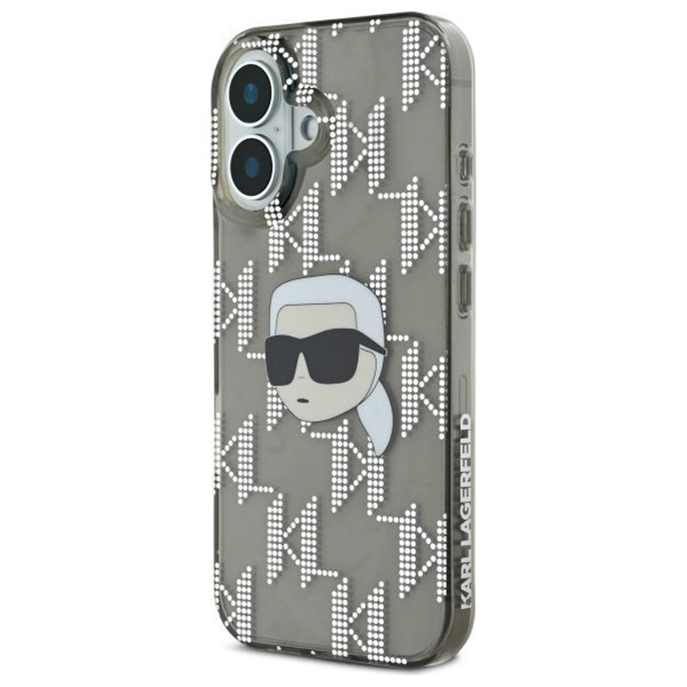 Funda para Apple iPhone 16, Karl Lagerfeld, IML Luxury Electroplated Karl's Head, Negra