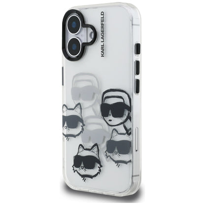 Funda para Apple iPhone 16, Karl Lagerfeld, IML Luxury Multi Head Pattern, Transparente