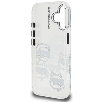 Funda para Apple iPhone 16, Karl Lagerfeld, IML Luxury Multi Head Pattern, Transparente