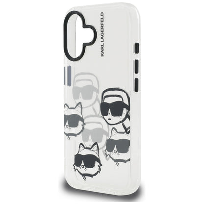 Funda para Apple iPhone 16, Karl Lagerfeld, IML Luxury Multi Head Pattern, Transparente
