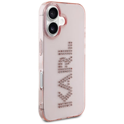 Funda para Apple iPhone 16, Karl Lagerfeld, IML Rhinestones Pink Logo, Rosa