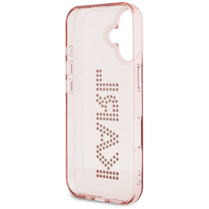 Funda para Apple iPhone 16, Karl Lagerfeld, IML Rhinestones Pink Logo, Rosa