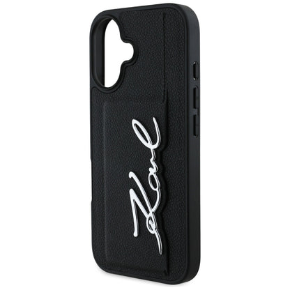 Case for Apple iPhone 16, Karl Lagerfeld, Metal Signature, Black