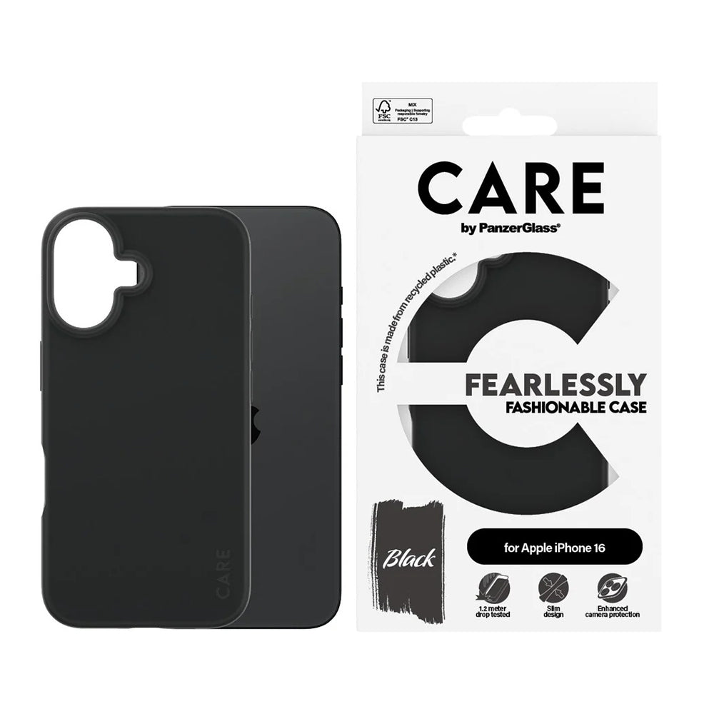 Funda para Apple iPhone 16, PanzerGlass, Care Fashionable, Negra