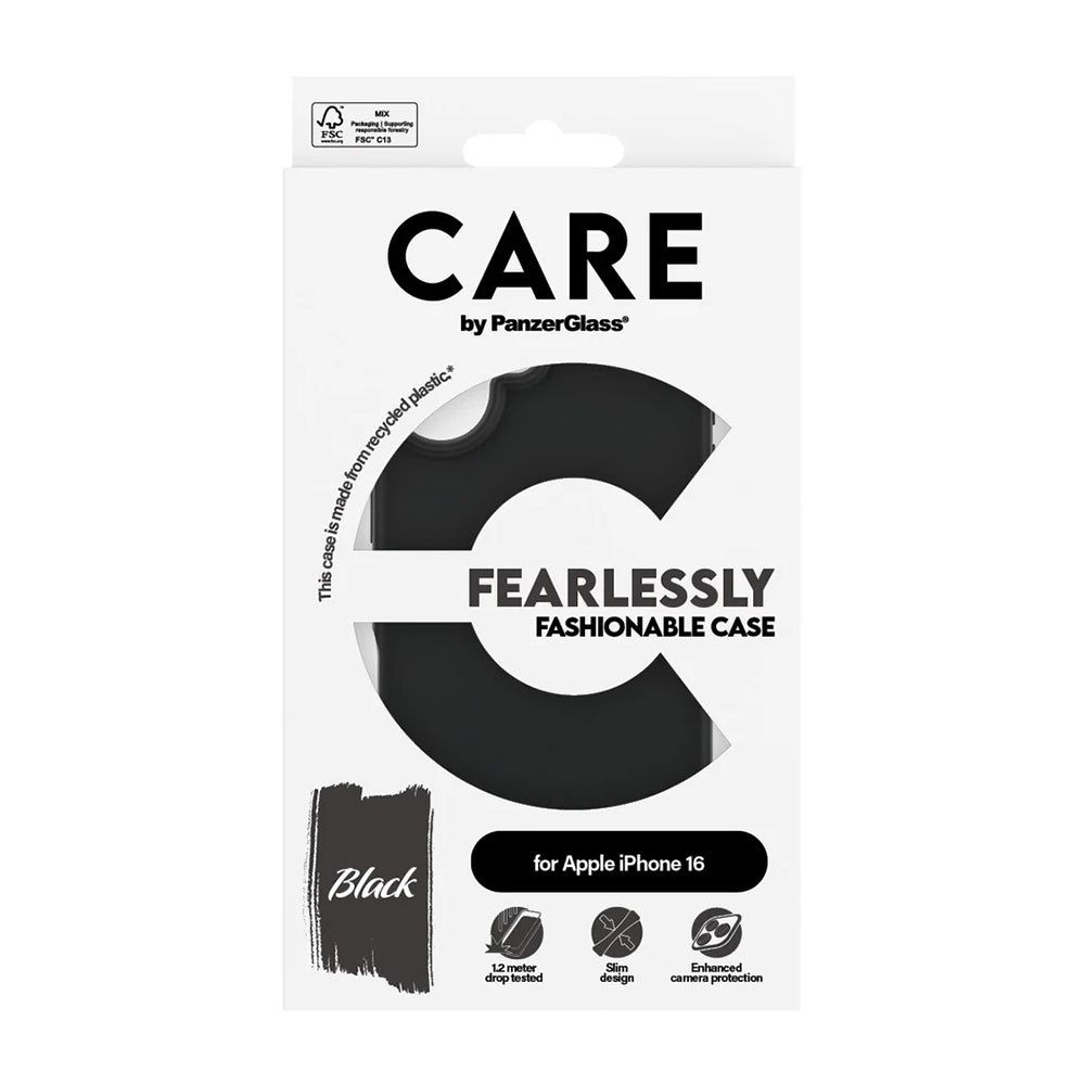 Funda para Apple iPhone 16, PanzerGlass, Care Fashionable, Negra