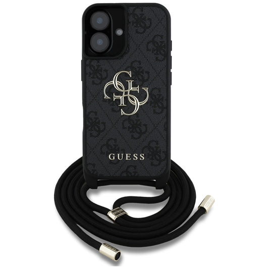 Funda para Apple iPhone 16 Plus, Guess, 4G CBDY Big Logo con Correa, Negra