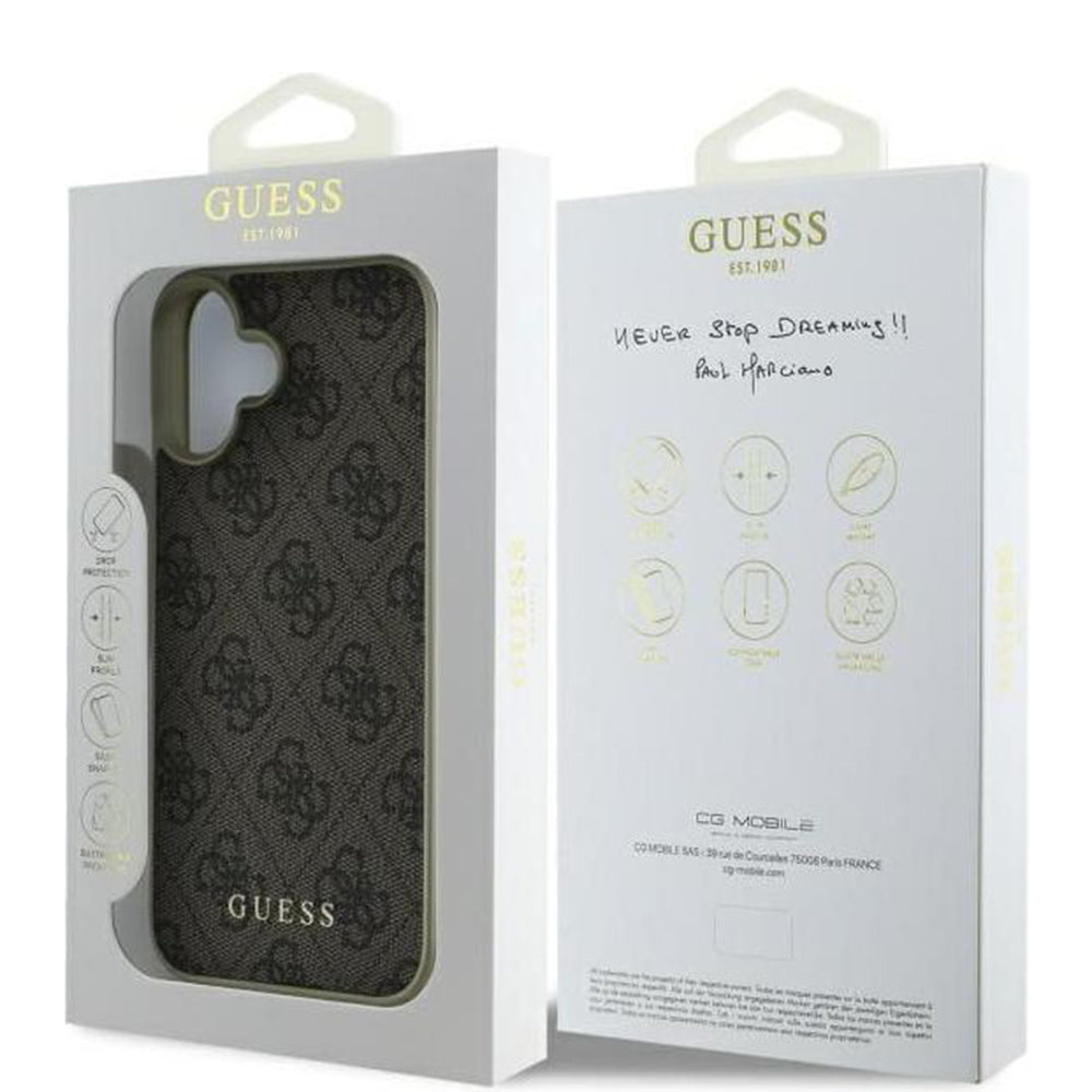 Funda para Apple iPhone 16 Plus, Guess, 4G Charm, Marrón