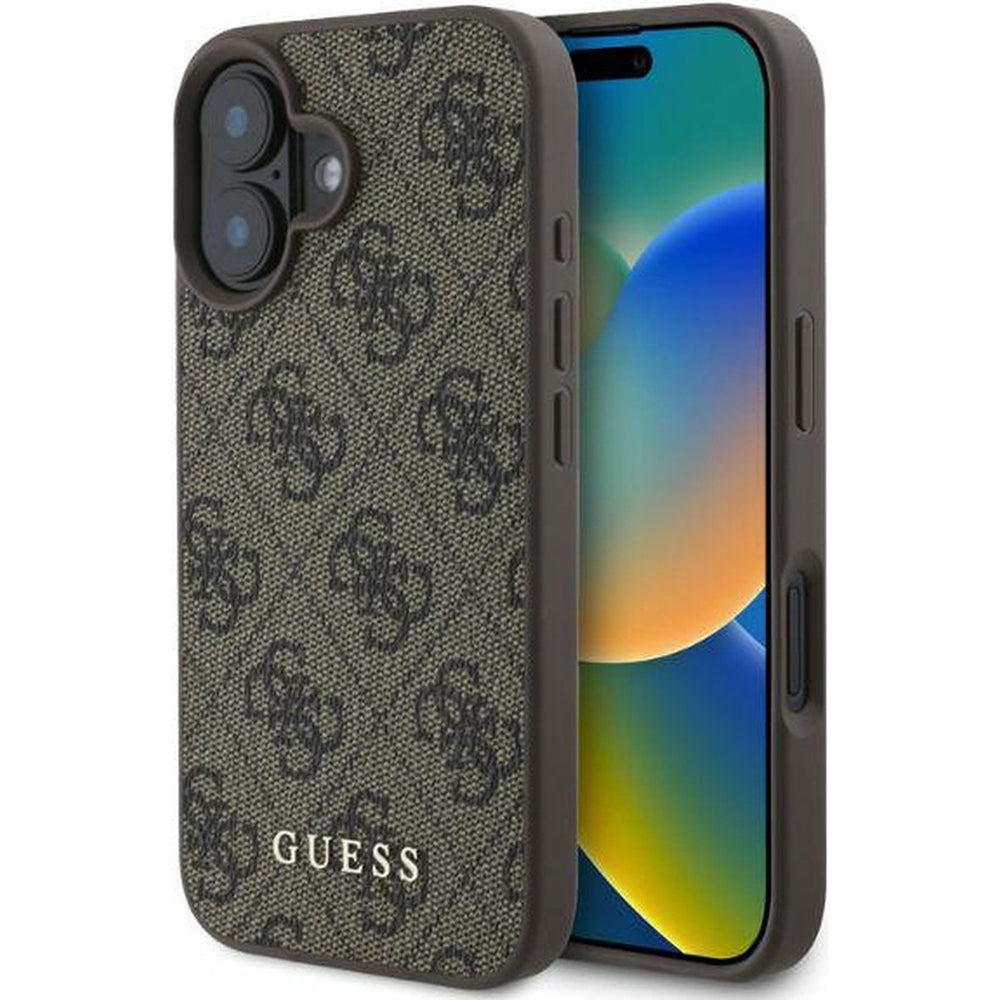 Funda para Apple iPhone 16 Plus, Guess, 4G Classic, Marrón