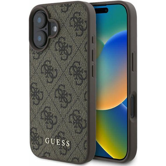 Funda para Apple iPhone 16 Plus, Guess, 4G Classic, Marrón