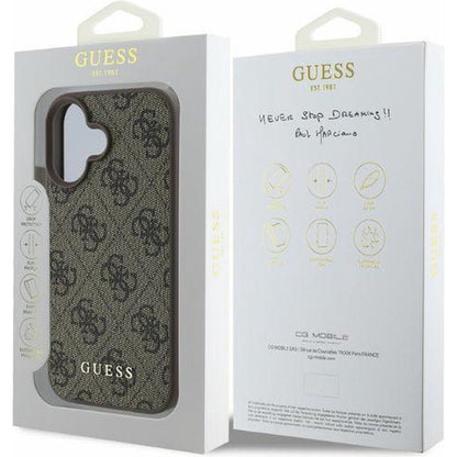 Funda para Apple iPhone 16 Plus, Guess, 4G Classic, Marrón