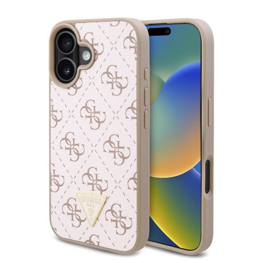 Funda para Apple iPhone 16 Plus, Guess, 4G Triangle Logo, Blanca