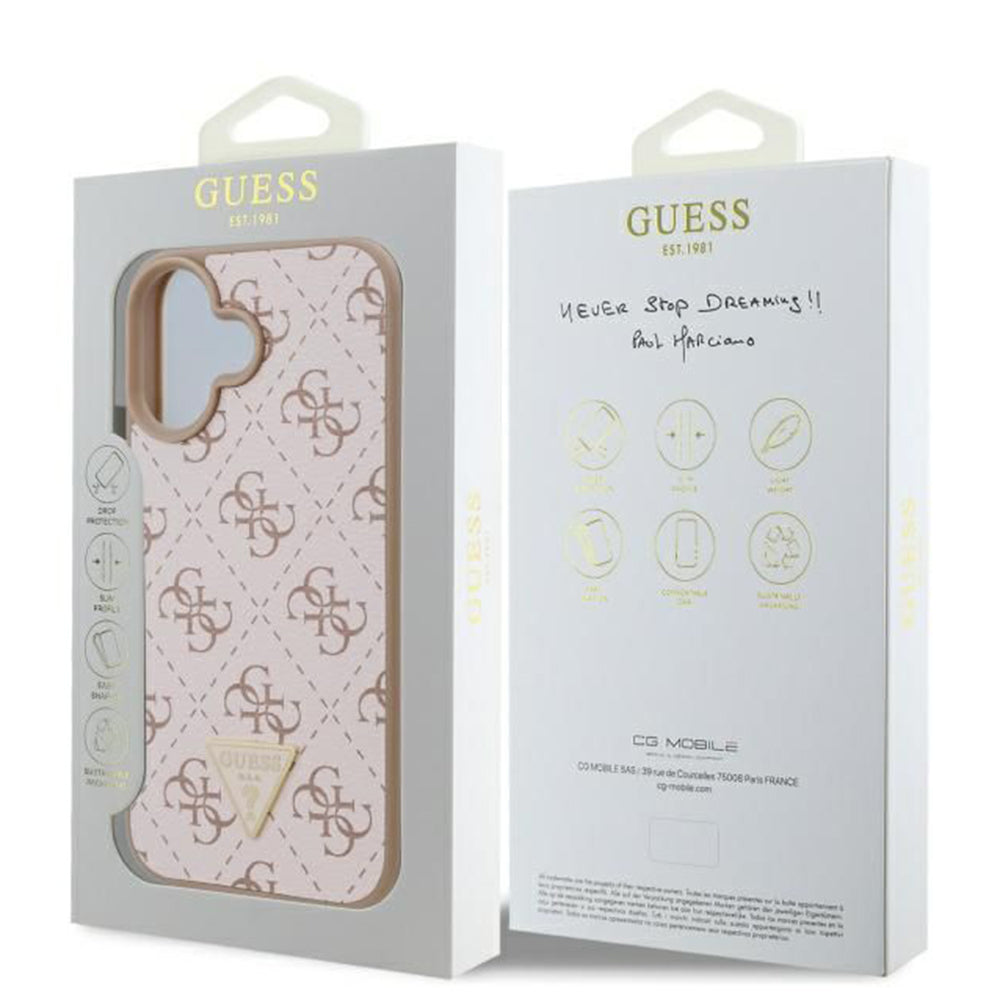 Funda para Apple iPhone 16 Plus, Guess, 4G Triangle Logo, Blanca