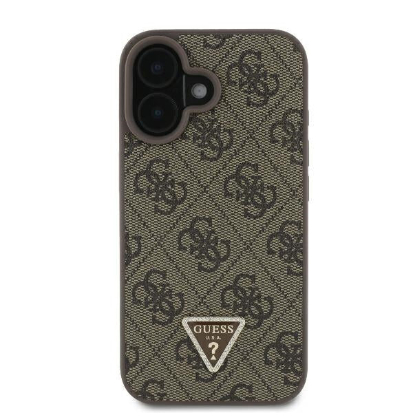 Funda para Apple iPhone 16 Plus, Guess, 4G Triangle Strass, Marrón